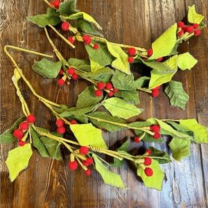 Festive Green and Red Berry Garland